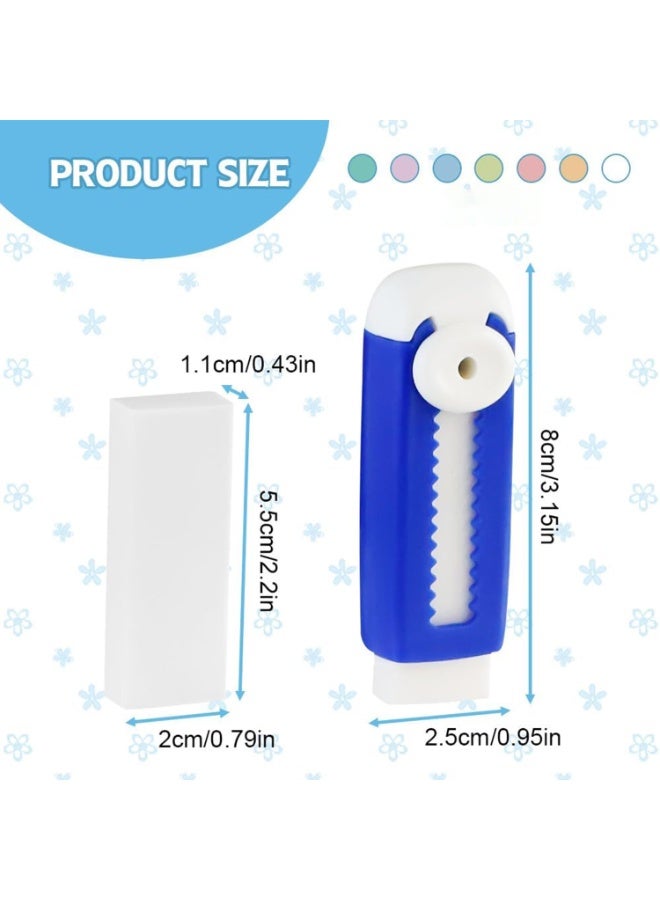 SRLIWHITE 4PCS Sliding Retractable Rubber Erasers with 4 Refill Erasers, Soft Push-Pull Pencil Erasers with Plastic Sleeve, Cute Large Erasers for Students Kids School Office Supplies, Multicolor - Image 2